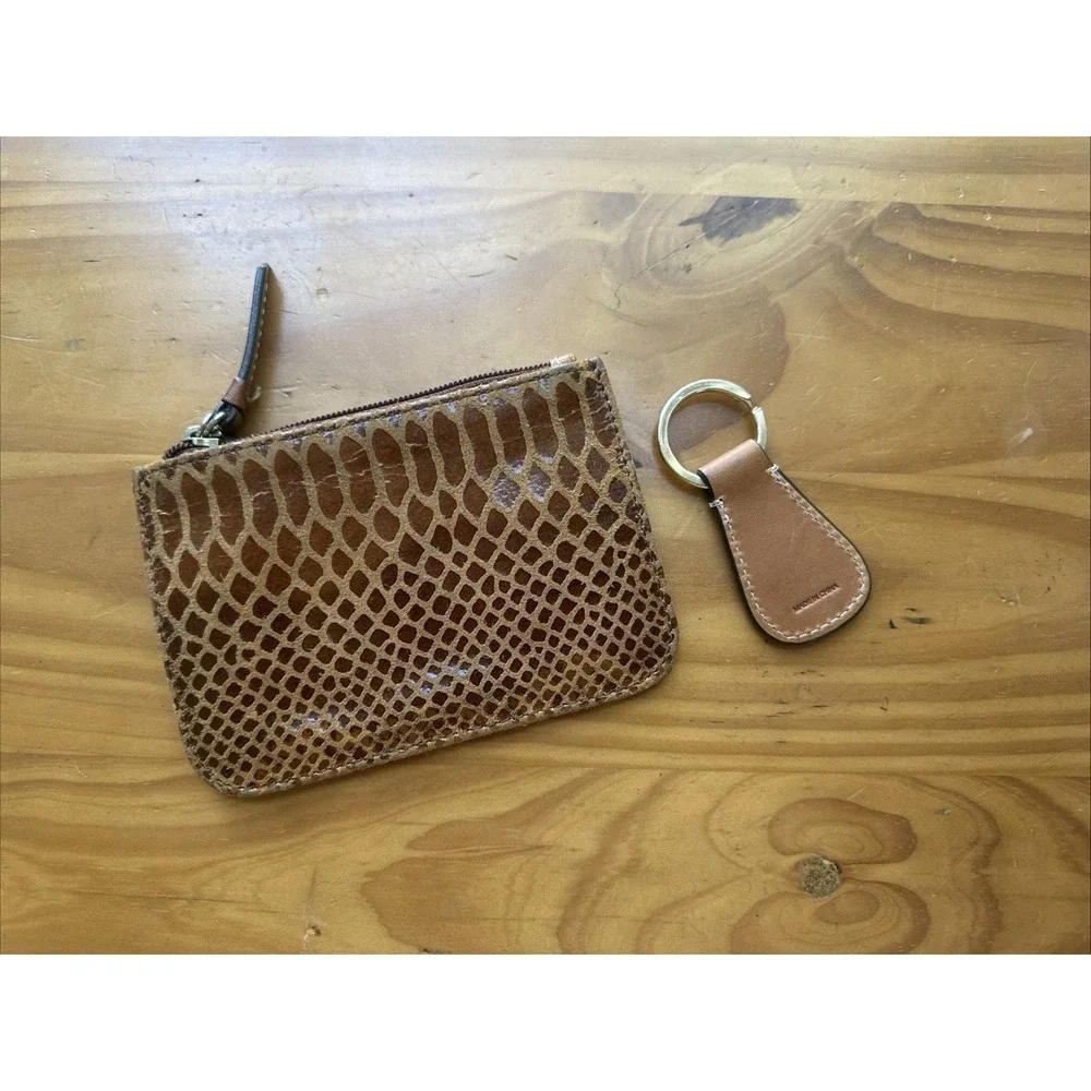 Dooney & Bourke 'Erica'  Python Embossed Leather Wallet /Key Chain Brown
